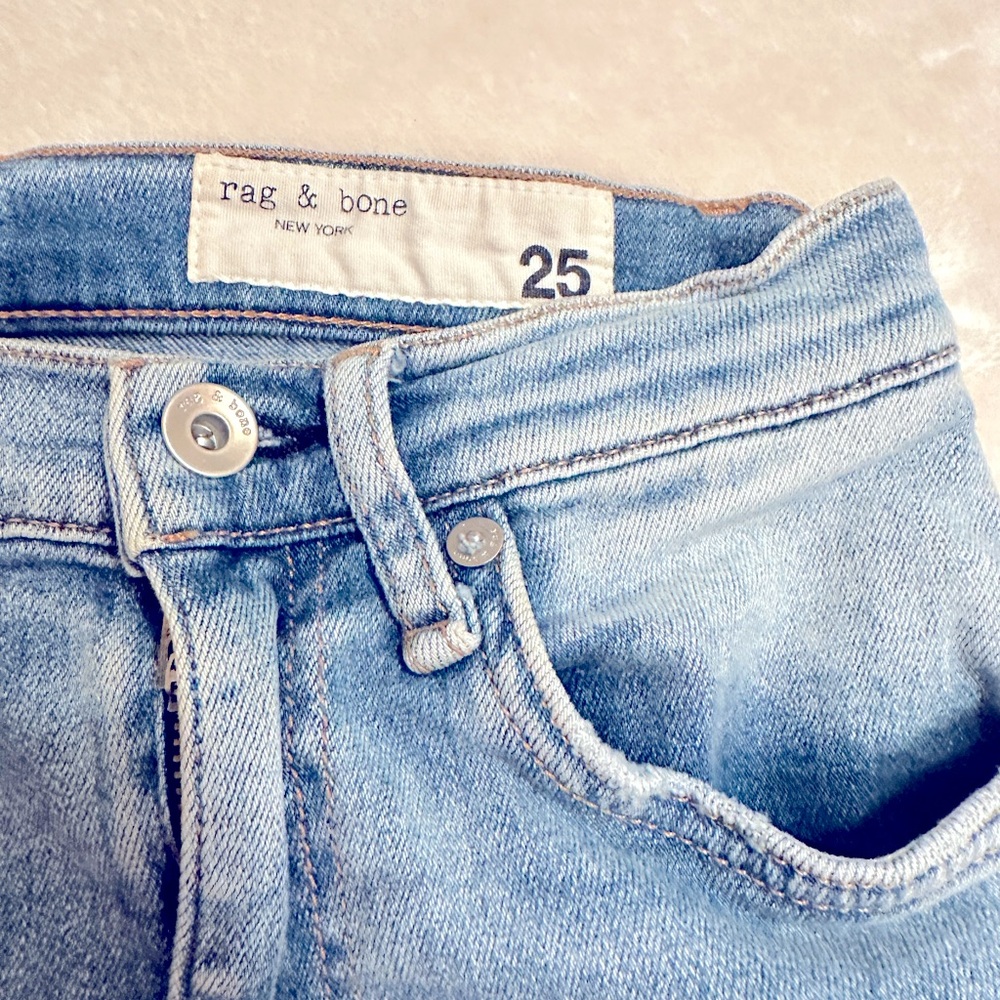 rag & bone high rise ankle skinny blue jeans